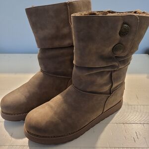 Sketchers Women's Tan Faux-Fur Mid-Calf Boots *Excllnt Cond!